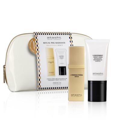 Atashi | Radiant Skin Ritual | L Essenza Eterna Anti-Aging Serum + K-Bioferment Therapy Cream + Free Patent Leather Pouch | Rejuvenates and Revitalizes Your Skin | 30 ml + 50 ml