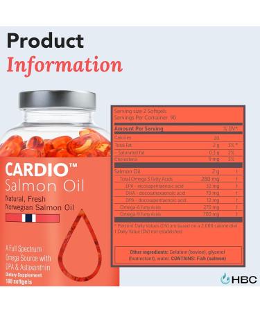 High Strength Omega 3 Fish Oil - 1000mg Norwegian Salmon Oil with EPA & DHA No Burping or Aftertaste Omega 3 Fatty Acids Supplement for Eye Brain & Heart Triglyceride Form - 180 Capsules Salmon Oil 180 Count (Pack of 1) - Buy Online on GoSupps.com