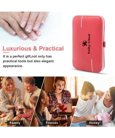 Professional 10pcs Manicure Set - Stainless Steel Nail Clippers & Pedicure Tools in Sakura Pink - Ideal for Travel - Buy Online on GoSupps.com
