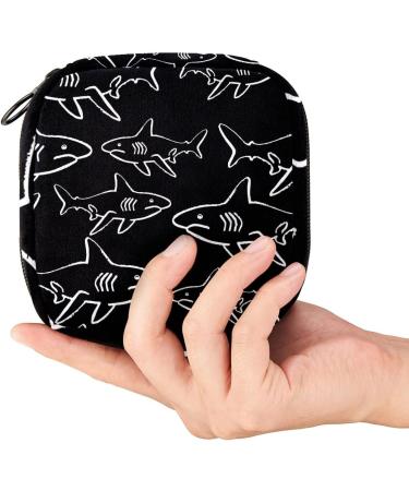 Shark Print Sanitary Napkin Storage Bag - Portable Period Kit Pouch - Buy Online on GoSupps.com