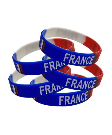Set with 5 elastic bracelets French flag bracelet for men and women French flag set for fans France blue white red bracelet France accessories France bracelet