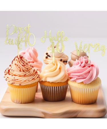 LOINFE Cupcake Toppers Pack of 24 Birthday Cake Toppers Cake Toppers Birthday 40th Gold Cake Toppers for Wedding Birthday Party Cake Decorations - Buy Online on GoSupps.com