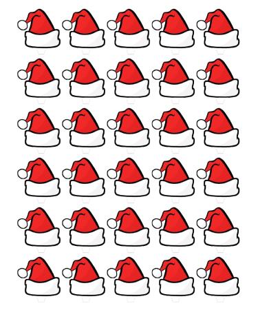 30 PREMIUM CHRISTMAS SANTA HAT STAND UP EDIBLE RICE CARD Cake Toppers XMAS D22