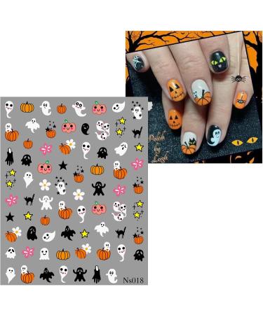 3D Halloween Nail Stickers 6 Sheets 5D Self-Adhesive Embossed Nail Decal Flower Pumpkin Ghosts Nail Art Decoration Design Supplies - Buy Online on GoSupps.com