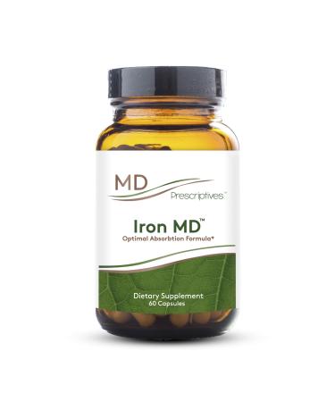MD Prescriptives Iron MD Capsules - Daily Iron Supplement for Women & Men with Vitamin C Vitamin B12 & Folic Acid - Optimal Absorption Formula - 60 Veg Capsules