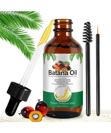 AIQIUSHA Batana Oil for Hair Growth 60ML 100% Raw Organic Batana Oil for Hair Pure Cold Pressed for Body Hair Skin Eyelashes Hair Oil Essential Oil Massage Oil Anti-Aging Oil