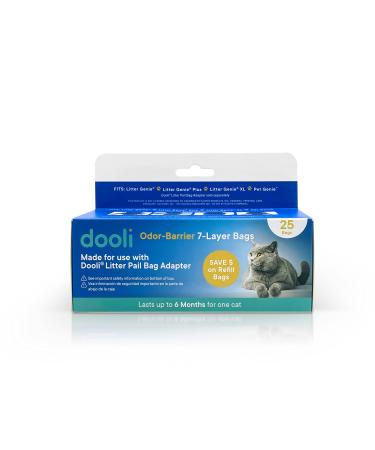 Cat Litter Pail Bag Refills Fits Litter Genie Fits Litter Genie Plus Fits Litter Genie XL Fits LItter Genie XXL For Use with Dooli Cat Litter Pail Adapter Roll of 25 Bags - Buy Online on GoSupps.com