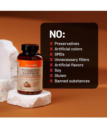 NatureWise Turmeric Saffron Supplement with Cinnamon & Cardamom + Bioperine for Ultra Absorption - Antioxidant + Mood Support - Non-GMO Vegan USA Manufactured - 60 Capsules 30-Day Supply  - Buy Online on GoSupps.com