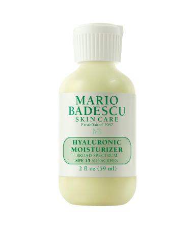 Mario Badescu Hyaluronic Face Moisturizer for Women and Men with SPF 15  Ideal Facial Moisturizer for Combination  Dry or Sensitive Skin  Sesame Seed Oil-Infused Moisturizer Face Cream  2 Fl Oz