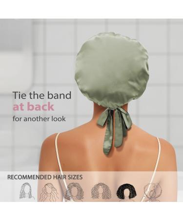 Double Layer Silk Satin Bonnet for Curly Hair | Olive Green/Black Reversible Sleeping Cap | Women's Tie Band Bonnet - Buy Online on GoSupps.com