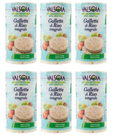Valsoia Integrali Pack of 6 whole grain rice cakes 100% vegetable crunchy gluten free 100 g