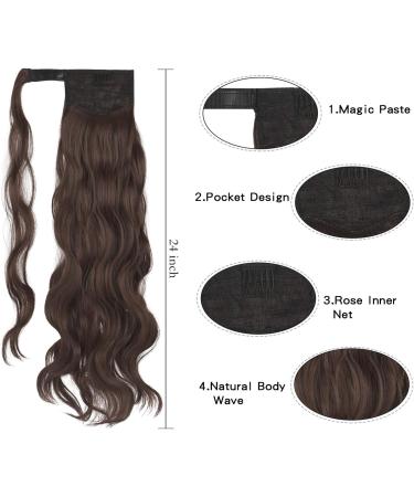 FESHFEN Long Wavy Ponytail Extension 60cm - Medium Chestnut Brown - Buy Online on GoSupps.com
