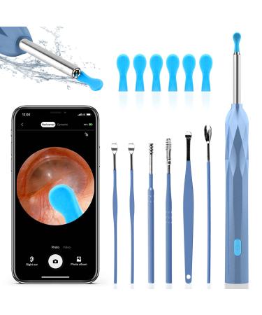 Ear Wax Removal Tool  1920P HD Ear Wax Removal with Camera  Soft Silicone Ear Scoop for Ear Cleaning  6 LED Lights  Compatible with iPhone  iPad  and Android(Blue)