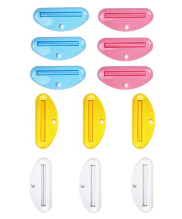 Toothpaste Squeezer, 12 Pcs Plastic Tube Squeezer Holder Toothpaste Clips, Multi-Purpose Toothpaste Dispenser by MoHern(Pink, Blue, Yellow, White)