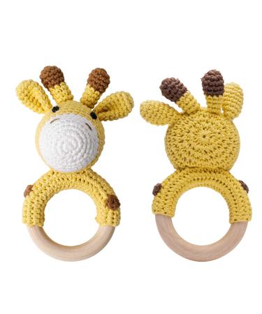 Handmade Mamimami Home Crochet Baby Rattle - Giraffe Teething Ring for Boys & Girls | Perfect Birth Gift - Buy Online on GoSupps.com