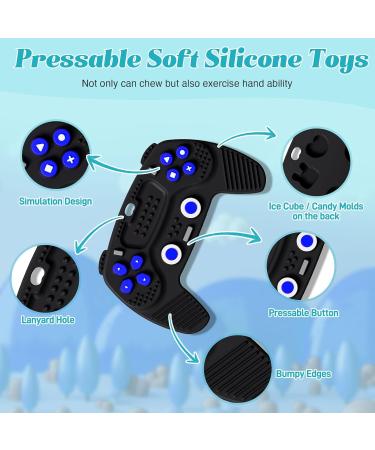 2-Pack Silicone Remote Control Game Pad Teether Toys for Baby 6-12 Months - Sensory Chew Toy for Toddler - Black - Buy Online on GoSupps.com