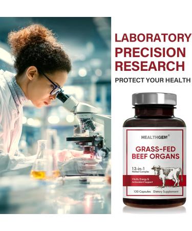 HEALTHGEM Beef Organs Supplement Grass Fed Beef Liver Kidney Heart Pancreas Lung Spleen Bone Total Body Wellness & Performance Non-GMO Gluten-Free 120 Count - Buy Online on GoSupps.com