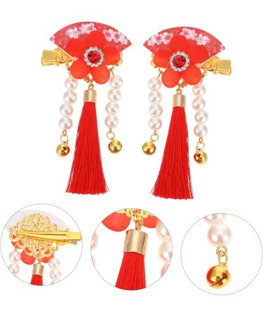 Didiseaon Billed Hair Clips 1 Pair Hair Accessories Chinese Style Hair Clips Hair Styling Holder New Year Floral Hair Clips Floral Pearl Hair Clip Pearl Hair Pin Red Zinc Alloy Tassel Grip - Buy Online on GoSupps.com