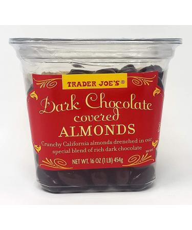 Trader Joe's Dark Chocolate Covered Almonds - 3 Pack, 16 oz Tub - 48 oz Total - Buy Online on GoSupps.com