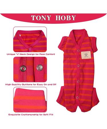 TONY HOBY Dog Pajamas 4 Legged Onesies Soft Cotton Jumpsuit (Rose Red & Orange, Medium) - Female/Male Dog Pajamas - Buy Online on GoSupps.com