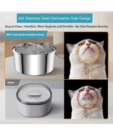 BLUZZO Stainless Steel Cat Water Fountain 3.2L/108oz with Ultra-Quiet Pump - Large Capacity Automatic Pet Water Dispenser for Cats & Dogs - Dishwasher Safe - Buy Online on GoSupps.com