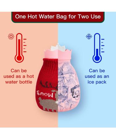 500ml Mini Heat Bottle - Christmas Moose Knitted Cover | Hot Cold Compress for Pain Relief - Hand/Feet Warmer Heated Pad - Buy Online on GoSupps.com