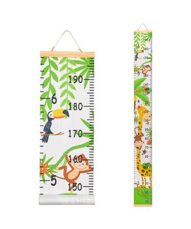 MHJY Height Chart for Kids Height Measure Wall Chart Child Growth Chart Wooden Ruler 7.9'' x 79'' Canvas Height Measurement Hanging Wall Decor for Baby Girls Boys Toddler Bedroom Nursery Forest Animals