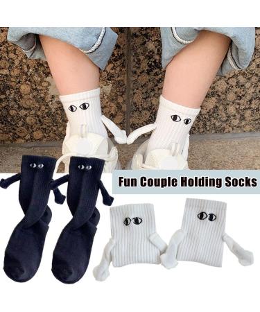 Couple Holding Hands Magnetic Socks - White 1 Pair | Unisex Funny 3D Doll Couple Socks - Buy Online on GoSupps.com