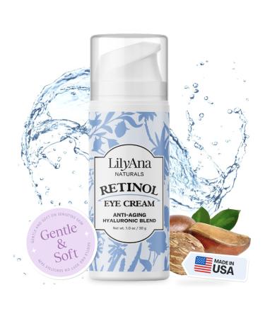 LilyAna Naturals Eye Cream - Eye Cream for Dark Circles and Puffiness Under Eye Cream Anti Aging Eye Cream Reduce Fine Lines and Wrinkles (1.0 Ounce Retinol)