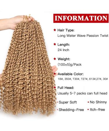 Xtrend Passion Twist Hair - 7 Packs 61cm Bohemian Braids for Distressed Locs Brown Water Wave Crochet Braiding Hair Synthetic Fiber 18 Strands/Pack (27#) - International Shipping Available - Buy Online on GoSupps.com