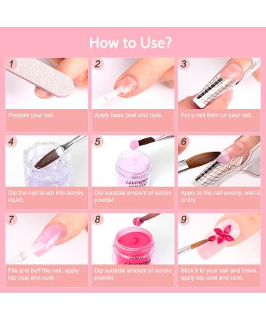 Lavender Violets Acrylic Nail Kit for Beginners - 12 Colors Powder with Clear Pink White EMA Monomer Liquid, Nail Brush, Forms Tips for Extension - Buy Online on GoSupps.com