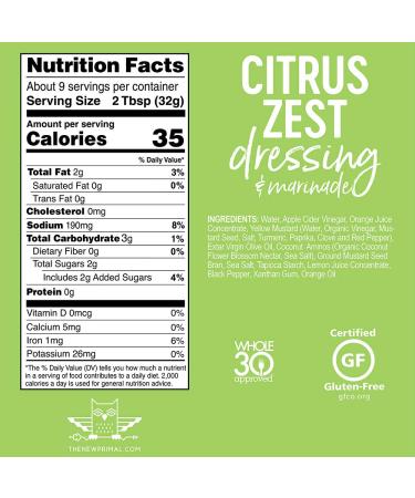 New Primal Citrus Zest Dressing & Marinade - 10 fl oz (295 ml) - Paleo & Keto Friendly - Buy Online on GoSupps.com