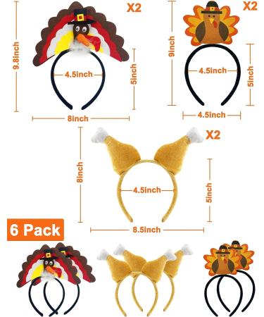 Camlinbo 6 Pcs Thanksgiving Turkey Headbands - Assorted Styles for Costume Party Favors and Accessories - Buy Online on GoSupps.com