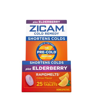 Zicam Cold Remedy RapidMelts Elderberry Citrus Flavor 25 Count (Pack of 1)