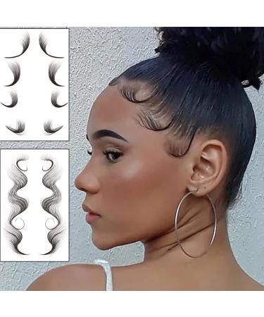 Fake Edges Baby Hair Temporary Tattoo Side Bang Stickers,2 Styles Popular Waterproof Fake Hair Fringe Edge Tattoo Stickers, Novelty Wig Natural Fashion Look Beauty Diy Hair Curler For Women Girls #2