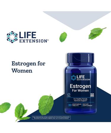 Life Extension Estrogen for Women - 30 Vegetarian Tablets | Hormonal Support Supplement - Buy Online on GoSupps.com