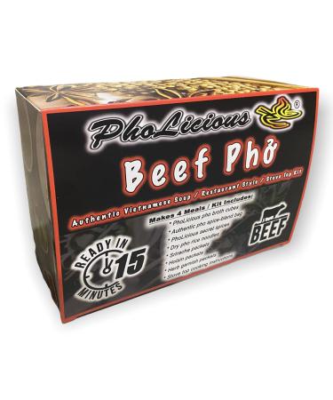 BEEF PHO (PH? BO) AUTHENTIC VIETNAMESE SOUP / RESTAURANT STYLE / STOVE TOP KIT - SERVES 4 IN 15 MINUTES - PHOLICIOUS BRAND