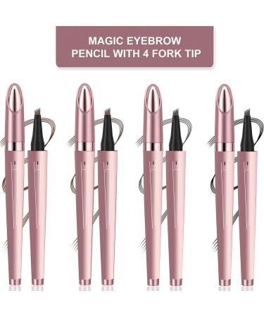 Magic Eyebrow Pencil with 4 Fork Tip Waterproof Microblading Brow Pencil Eye Brow Pen For Girls Women Creates Natural Makeup Keep it All Day 3d Brow Pencil for Defined Brows Effortlessly (Black) - Buy Online on GoSupps.com