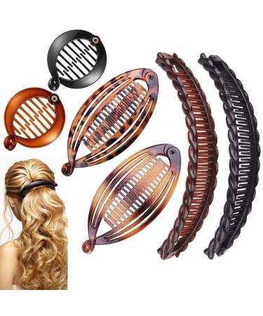 Banana Hair Clips Vintage Clincher Combs Tool for Thick Curly Hair Accessories Fishtail Hair Clip Combs Double Banana Clip Set for Women Girls (Style A)