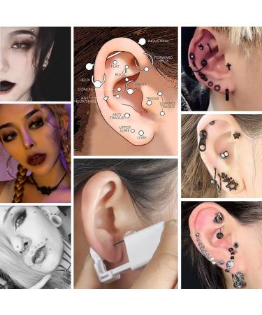 Self Ear Piercing Kits 4 Pack Ear Piercing Gun with Black Earrings for Boys & Girls | Safe & Easy DIY Tool for Home Use - Buy Online on GoSupps.com