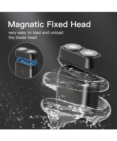 Electric Travel Razor for Men - Mini Waterproof Rotary Shaver Cordless USB-C Charging Pocket Size Beard Trimmer - Close Shave in Black - Buy Online on GoSupps.com