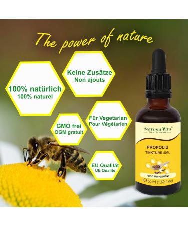Propolis Tincture 40% - 50 ml Pure High-Dose Extract | 100% Natural Propolis Drops with Pipette | Natimavita - Buy Online on GoSupps.com