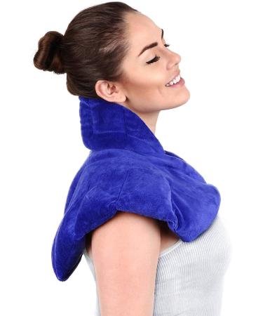 Large Microwavable Heating Pad for Neck and Shoulders - 5 Lb. Heavy Duty Weight - Deep Heat Therapy - Neck, Stress, & Anxiety Relief - Unscented Blue - Buy Online on GoSupps.com