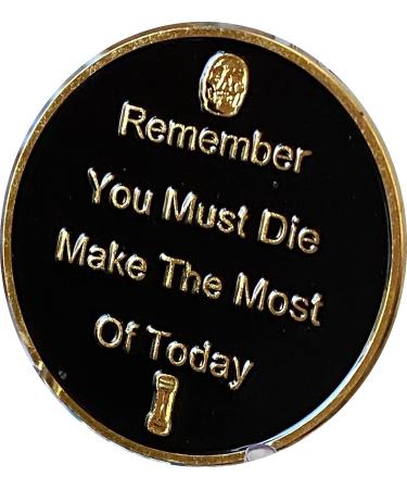 Memento Mori Skull Hourglass Medallion - Black Gold Death Reminder Coin - Buy Online on GoSupps.com