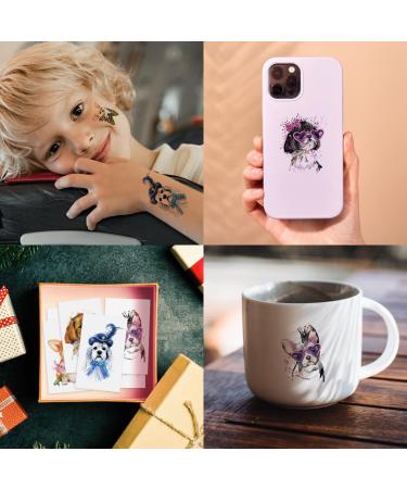 Watercolor Dog Temporary Tattoos for Kids & Adults - 12 Sheets Body Art Stickers for Face, Hands, and more - Buy Online on GoSupps.com