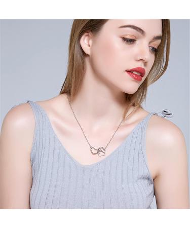 Colorful Bling Dog Cat Paw Print Necklace for Women - Double Hollow Heart Pendant Jewelry for Pet Lovers - Buy Online on GoSupps.com