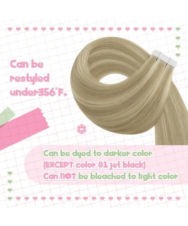 Youngsee Tape In Extensions - Real Hair Blond & Gold Highlights | Invisible Skin Weft | 35cm | 50g | #16/25 & #P16/22 - Buy Online on GoSupps.com