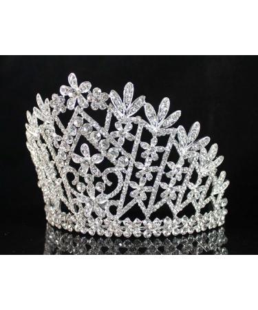 Daisy Clear Austrian Crystal Rhinestone Tiara Crown - Silver | Perfect for Bridal, Prom, Pageant - T1861 - Buy Online on GoSupps.com
