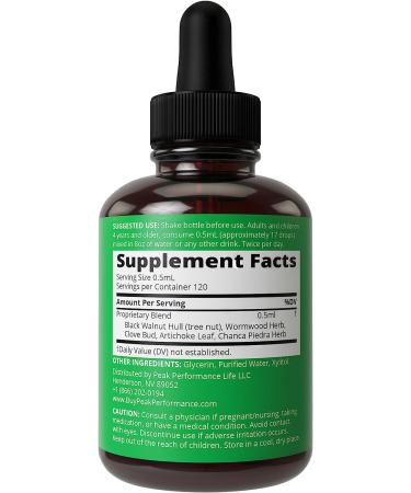 Para Drops Cleanse For Humans. Promotes Elimination of Harmful Organisms. Detox + Intestinal Support Liquid Supplement for Adults  Kids. With Black Walnut Wormwood  Clove Bud  Artichoke  Chanca Piedra - Buy Online on GoSupps.com