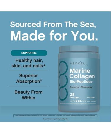NeoCell Marine Collagen Peptides Powder | 8 oz | Unflavored | Superior Absorption | Hair Skin & Nails Supplement - Buy Online on GoSupps.com